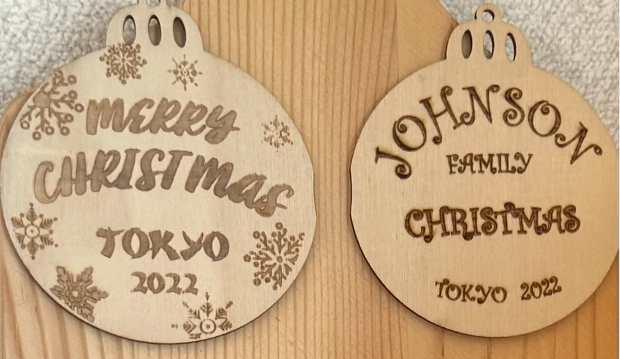Customized laser engraved Christmas tree ornaments